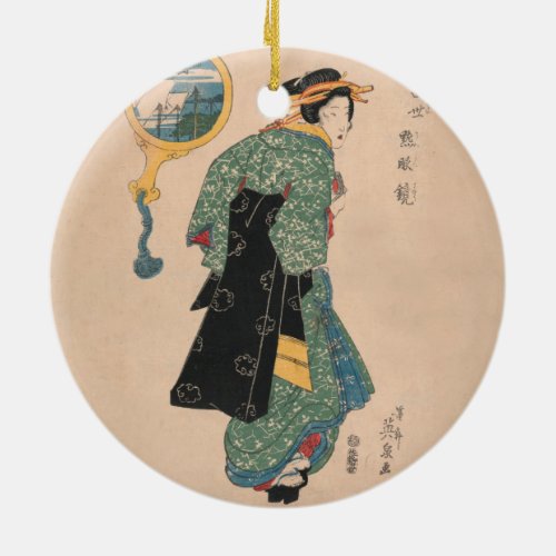 Japanese Kimono Woman Courtesan Artwork Ceramic Ornament