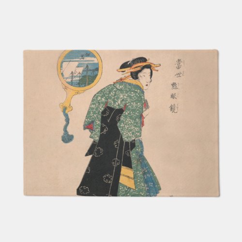Japanese Kimono Woman Courtesan Artwork Doormat
