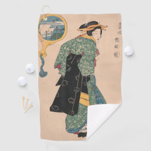 Japanese Kimono Woman Courtesan Artwork Golf Towel