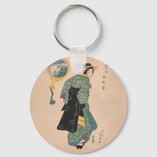 Japanese Kimono Woman Courtesan Artwork Keychain