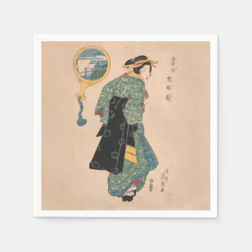 Japanese Kimono Woman Courtesan Artwork Napkins