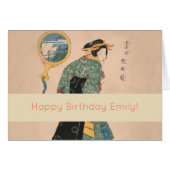 Japanese Kimono Woman: Ukiyo-e Woodblock Print (Front Horizontal)