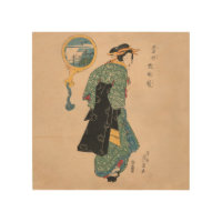 Japanese Kimono Woman: Ukiyo-e Woodblock Print
