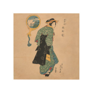 Japanese Kimono Woman: Ukiyo-e Woodblock Print 
