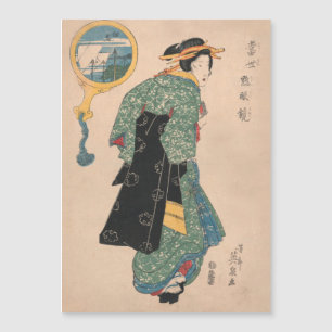 Japanese Kimono Woman: Ukiyo-e Woodblock Print