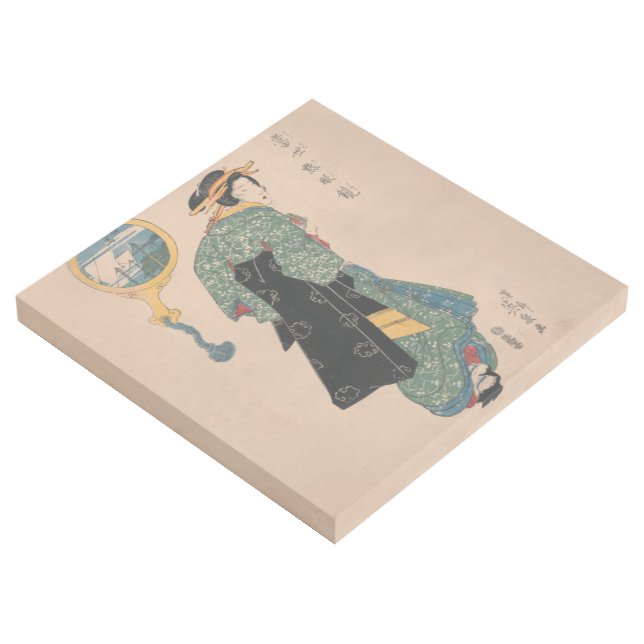 Japanese Kimono Woman: Ukiyo-e Woodblock Print  (3/4)