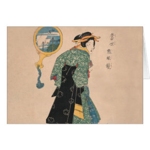Japanese Kimono Woman: Ukiyo-e Woodblock Print