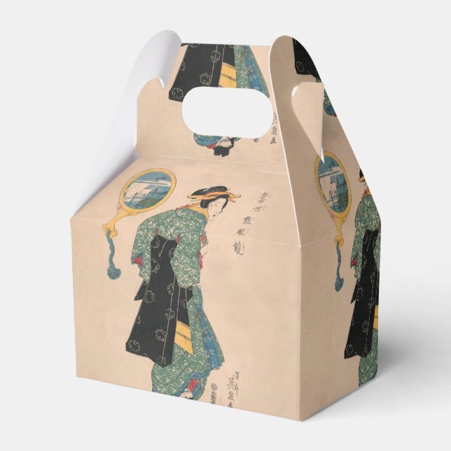 Japanese Kimono Woman: Ukiyo-e Woodblock Print  Favor Boxes (Front Side)