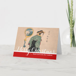 Japanese Kimono Woman: Ukiyo-e Woodblock Print Holiday Card