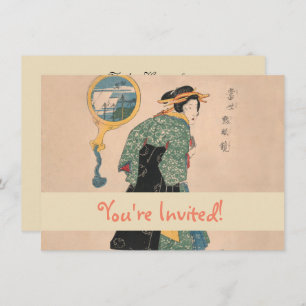 Japanese Kimono Woman: Ukiyo-e Woodblock Print  Invitation