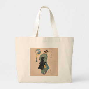 Japanese Kimono Woman: Ukiyo-e Woodblock Print  Large Tote Bag