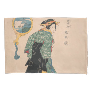 Japanese Kimono Woman: Ukiyo-e Woodblock Print  Pillow Case