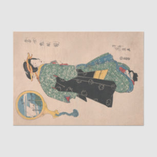 Japanese Kimono Woman: Ukiyo-e Woodblock Print  Tissue Paper