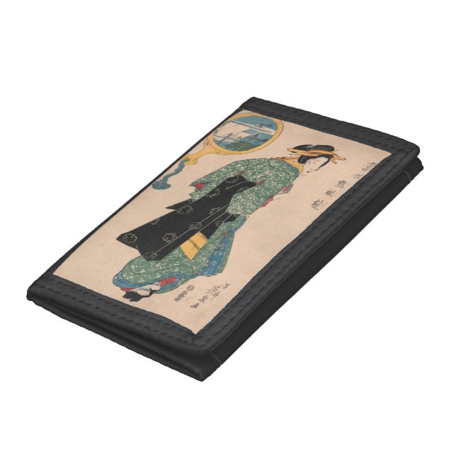Japanese Kimono Woman: Ukiyo-e Woodblock Print  Trifold Wallet (Bottom)