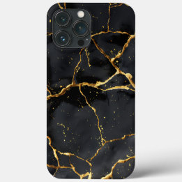 Japanese Kintsugi Black & Gold iPhone 13 Pro Max Case