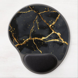Japanese Kintsugi Black & Gold Gel Mouse Pad