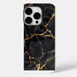 Japanese Kintsugi Black & Gold iPhone 14 Pro Case