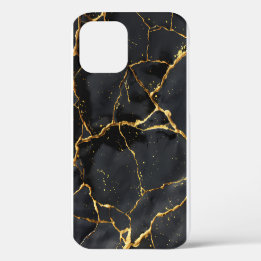 Japanese Kintsugi Black & Gold iPhone 12 Case