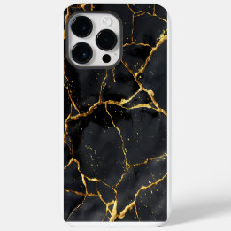 Japanese Kintsugi Black & Gold iPhone 14 Pro Max Case