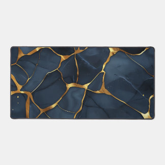 Japanese Kintsugi Dark Blue Desk Mat