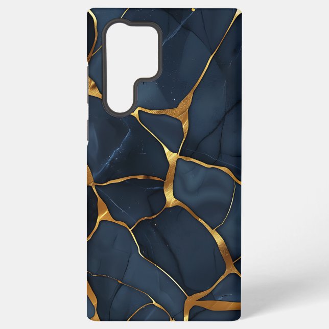 Japanese Kintsugi Dark Blue Samsung Galaxy Case (Back)
