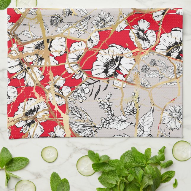 Japanese Kintsugi.  Kitchen Towel (Folded)