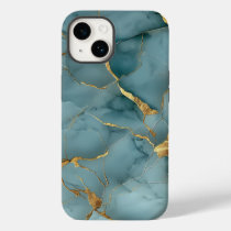 Japanese Kintsugi Turquoise & Gold Case-Mate iPhone 14 Case