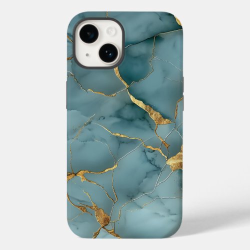 Japanese Kintsugi Turquoise  Gold Case_Mate iPhone 14 Case