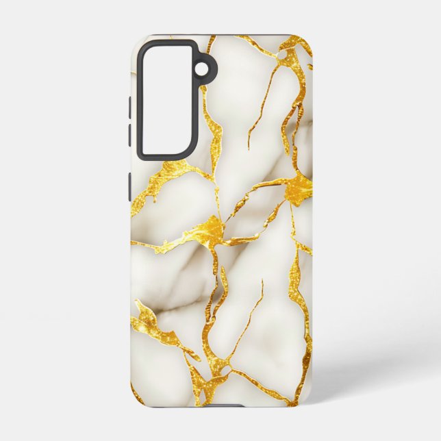 Japanese Kintsugi White Gold Samsung Galaxy Case (Back)