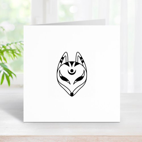 Japanese Kitsune Fox Mask 2 Rubber Stamp