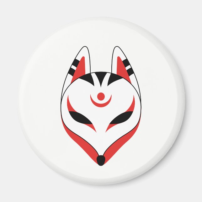 Japanese Kitsune Fox Mask Magnet (Front)