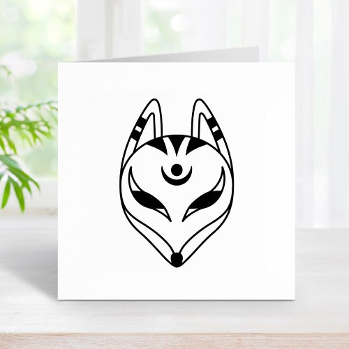 Japanese Kitsune Fox Mask Rubber Stamp
