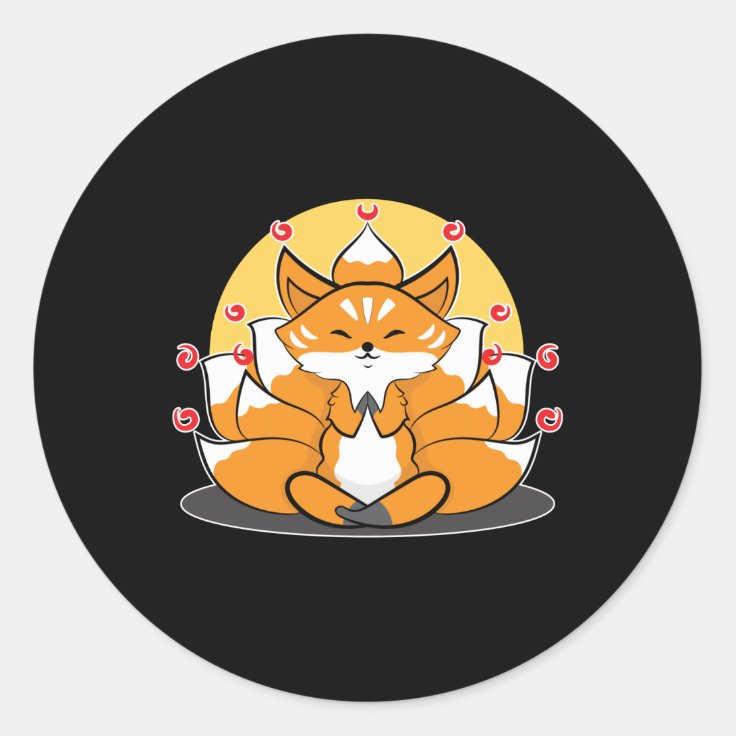 Japanese Kitsune Kami Inari Fox Tempel Shrine Classic Round Sticker Zazzle 1359