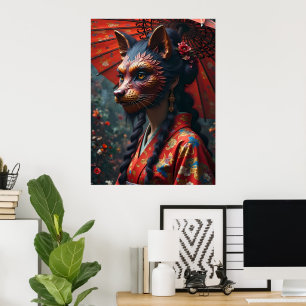 Japanese Kitsune Mask Poster