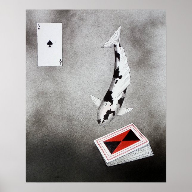Japanese Koi Ace of spades Poster (Front)