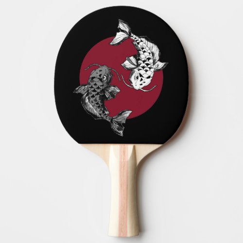 Japanese Koi Carp Circle Red Ping Pong Paddle