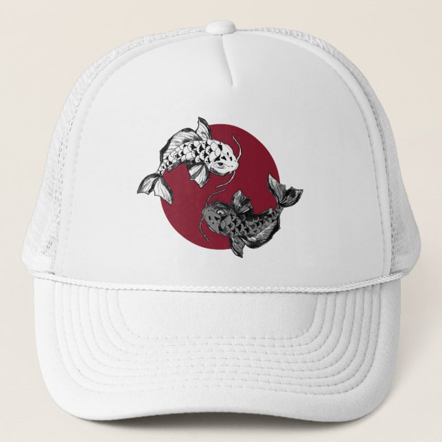 Japanese Koi Carp Circle Trucker Hat (Front)