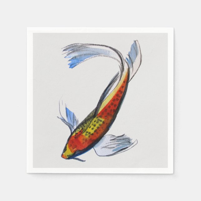 Japanese koi carp fish art homeware napkins (Front)