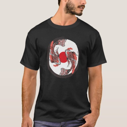 Japanese Koi Carp Japan Flag  Yin Yang Inspired T_Shirt