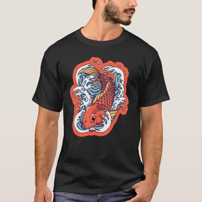 Japanese Koi Carp Nishikigoi Fish Cherry Blossoms  T-Shirt (Front)