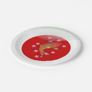 Japanese koi carp paper plates
