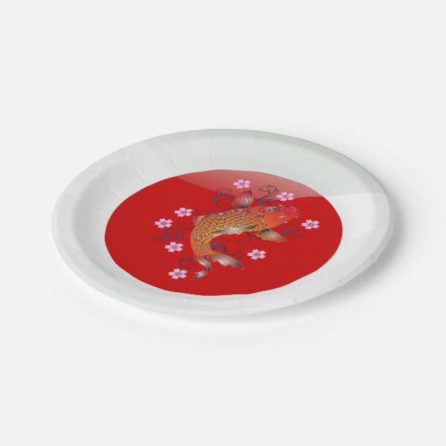 Japanese koi carp paper plates (Angled)
