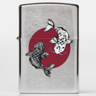 Japanese Koi Carps Fish Circle Zippo Lighter