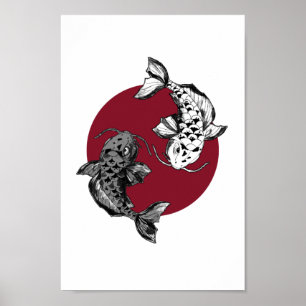 Japanese Koi Circle Poster