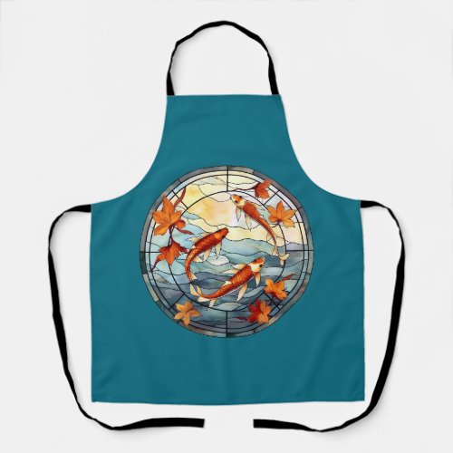 Japanese Koi Fish and Autumn Leaves Apron