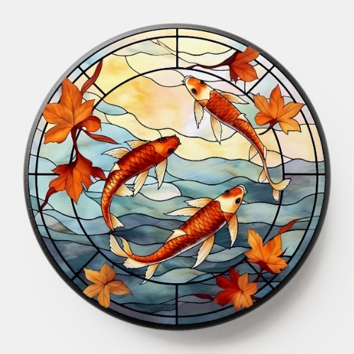 Japanese Koi Fish and Autumn Leaves PopSocket