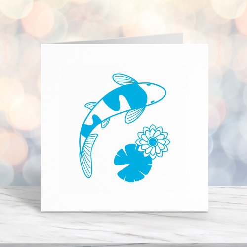 Japanese Koi Fish and Water Lily Self_inking Stamp