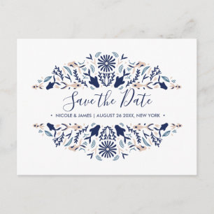 Japanese Koi Fish Blue Wedding Save the date Announcement Postcard