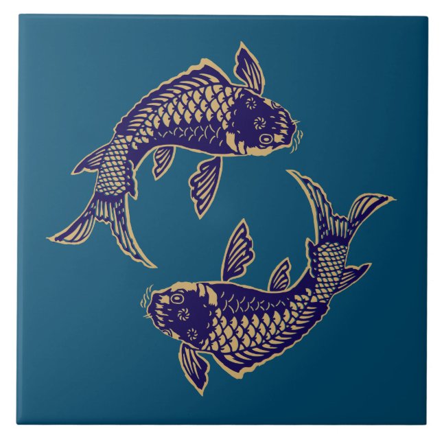 Japanese Koi Fish Ceramic Tile (Front)
