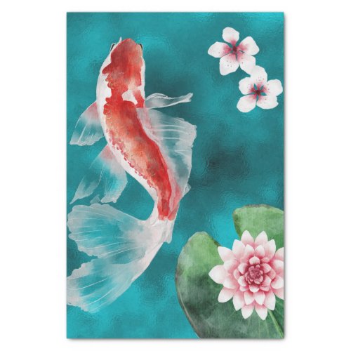 Japanese Koi Fish Cherry Blossoms Japan  Tissue Paper